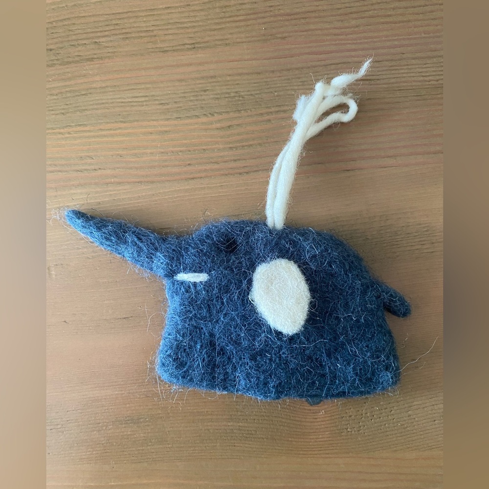 Felted elephant ornament